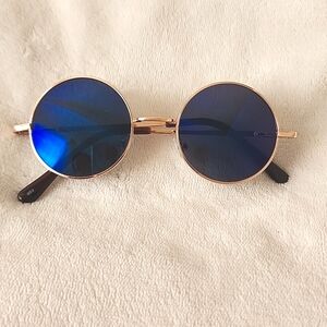 2 for $14 Blue Unisex Hippie Round Lens Retro Sunglasses NIB